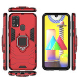 Keysion Coque Samsung Galaxy A40s avec Béquille et Aimant - Housse Antichoc Rouge