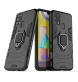 Keysion Samsung Galaxy M62 Hoesje met Kickstand en Magneet - Shockproof Cover Zwart
