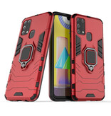 Keysion Funda Samsung Galaxy M62 con Pata de Cabra e Imán - Funda Antigolpes Roja