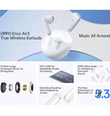 OPPO Bezprzewodowe słuchawki Enco Air 3 - słuchawki douszne z redukcją szumów AI Słuchawki Bluetooth 5.3 białe