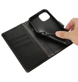 Stuff Certified® Étui portefeuille à rabat pour iPhone 13 Mini - Étui portefeuille en cuir - Noir