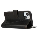 Stuff Certified® Funda con tapa para iPhone 15 Pro - Funda de cuero tipo billetera - Negro