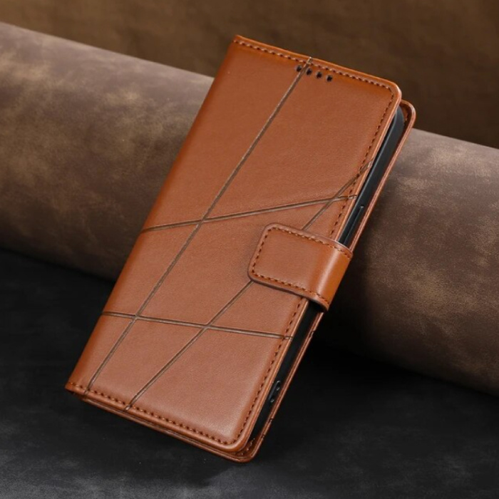 Funda con tapa para iPhone 12 Mini - Funda de cuero tipo billetera - Marrón