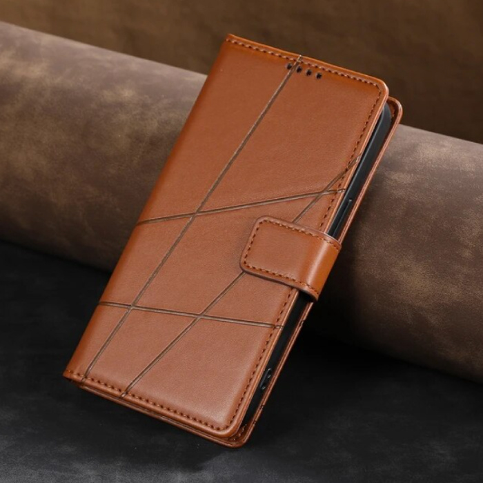 iPhone 15 Pro Flip Case Wallet - Wallet Cover Leather Case - Brown