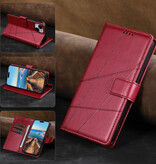 Stuff Certified® Funda tipo billetera con tapa para iPhone 7 - Funda de cuero con tapa tipo billetera - Rojo
