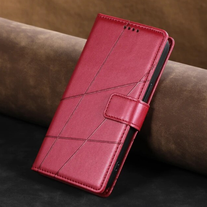 Funda tipo billetera con tapa para iPhone 6 Plus - Funda de cuero tipo billetera - Rojo