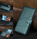 Stuff Certified® Funda con tapa para iPhone 12 Mini - Funda de cuero con tapa tipo billetera - Verde