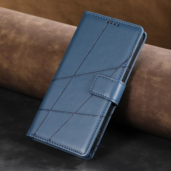 Stuff Certified® Flip Case Wallet per iPhone 12 Pro - Custodia in pelle con copertina a portafoglio - Blu