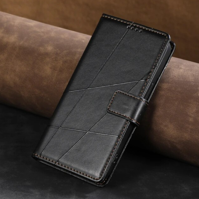 Stuff Certified® Funda tipo billetera con tapa para iPhone 6S - Funda de cuero tipo billetera - Negro