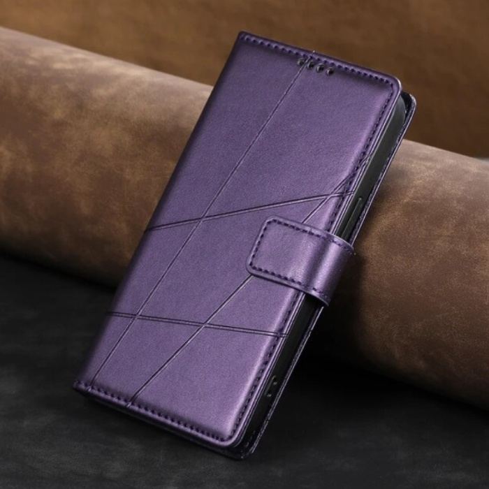 Funda con tapa para iPhone 13 Mini - Funda de cuero con tapa tipo billetera - Púrpura
