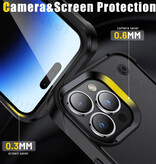 Huikai iPhone SE (2022) Armor Hoesje met Kickstand - Shockproof Cover Case - Zwart