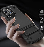 Huikai iPhone 13 Pro Armor Case with Kickstand - Shockproof Cover Case - Black