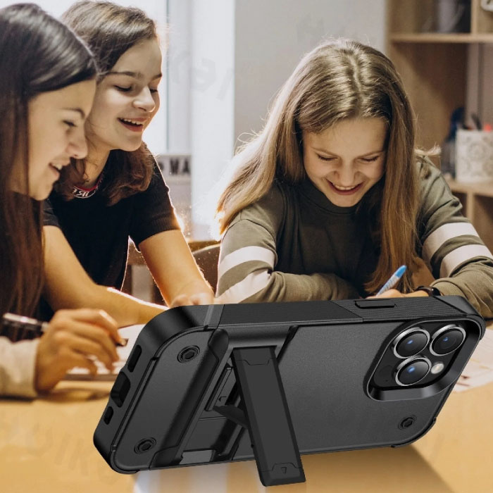 Huikai Etui pancerne do iPhone'a 15 Pro Max z podpórką - Odporne na wstrząsy etui - Zielone