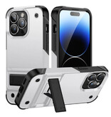 Huikai Funda Armor para iPhone 14 Pro con Pata de Cabra - Funda Antigolpes - Blanco