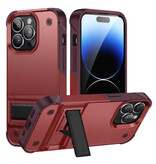 Huikai iPhone 14 Armor Case with Kickstand - Shockproof Cover Case - Red