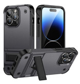 Huikai Coque Armor pour iPhone 15 Pro avec béquille - Coque antichoc - Gris