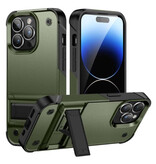 Huikai iPhone SE (2022) Armor Hoesje met Kickstand - Shockproof Cover Case - Groen