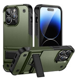 Huikai iPhone 15 Pro Max Armor Case with Kickstand - Shockproof Cover Case - Green