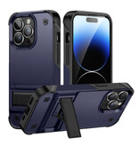 Huikai iPhone SE (2022) Armor Hoesje met Kickstand - Shockproof Cover Case - Blauw