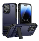 Huikai iPhone 15 Pro Armor Case with Kickstand - Shockproof Cover Case - Blue