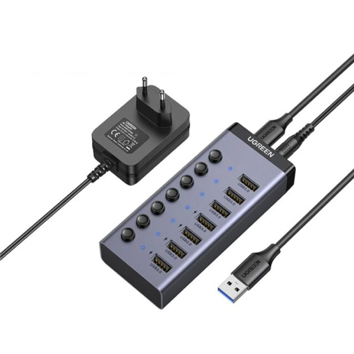 7 in 1 USB-C Hub - Compatibel met Macbook Pro / Air - USB 3.0 Data Overdracht Splitter Blauw
