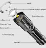 DUTRIEUX LED-Taschenlampe – USB wiederaufladbare Hochleistungs-Campingleuchte, wasserdicht, Schwarz