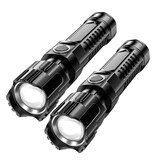 DUTRIEUX 2er-Pack LED-Taschenlampe – wiederaufladbare USB-Hochleistungs-Campingleuchte, wasserdicht, Schwarz