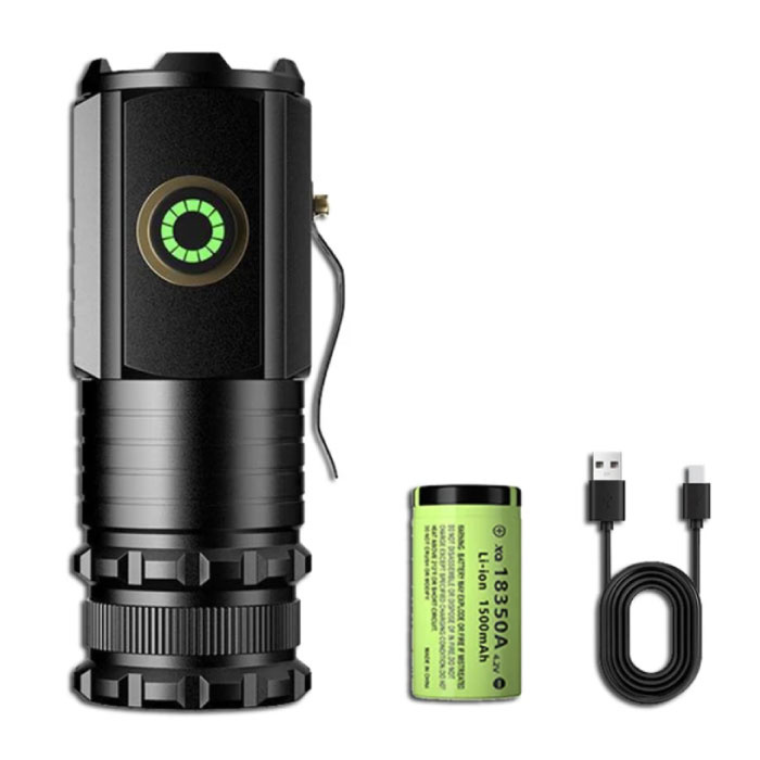 ZHIYU Mini torcia LED con magnete e clip - Lanterna da campeggio SST20 ricaricabile USB tipo C da 2000 lumen nera