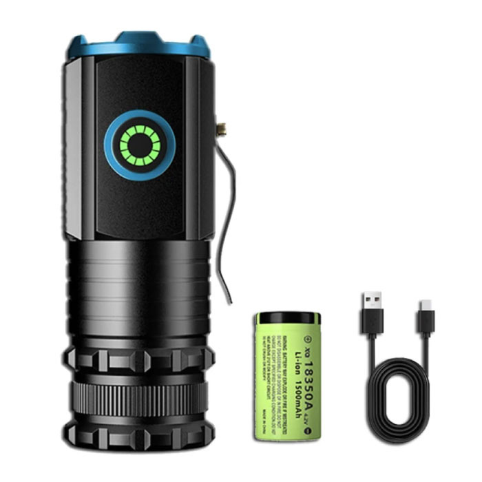 ZHIYU Mini LED Flashlight with Magnet and Clip - 2000 Lumen USB Type C Rechargeable SST20 Camping Light Lantern Blue