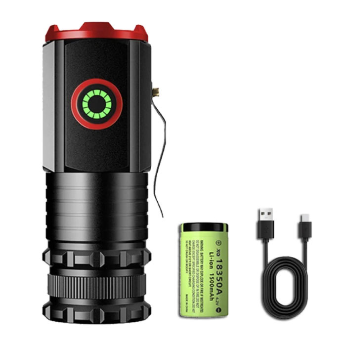 Mini lampe de poche LED avec aimant et clip - 2000 lumens USB Type C rechargeable SST20 Lanterne de camping rouge