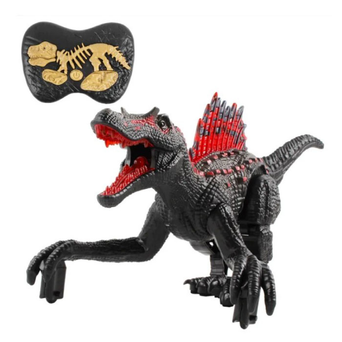 Dinosaurio RC (Spinosaurus) con control remoto - Juguete controlable Dino Robot Negro