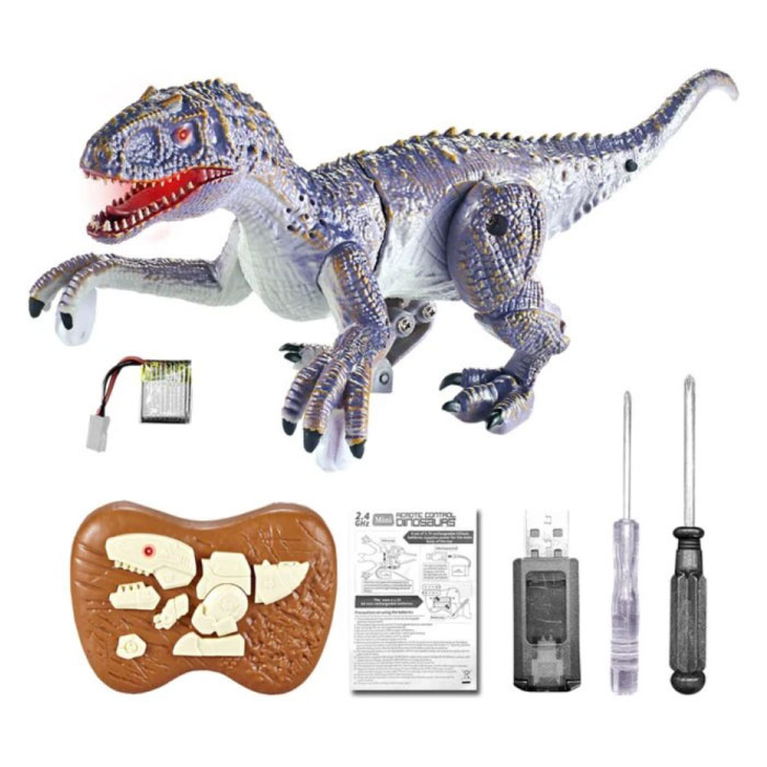 Dinosaurio RC (T-Rex) con control remoto - Juguete controlable Tyrannosaurus Rex Dino Robot Azul