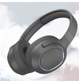 WYMECT Draadloze RGB Koptelefoon met Microfoon - Bluetooth 5.0 Wireless Headset Zwart