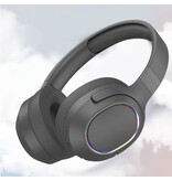WYMECT Wireless RGB Headphones with Microphone - Bluetooth 5.0 Wireless Headset Black