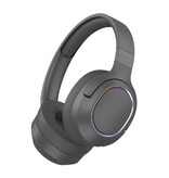 WYMECT Auriculares Inalámbricos RGB con Micrófono - Auriculares Inalámbricos Bluetooth 5.0 Negros