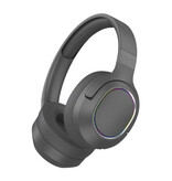 WYMECT Casque RVB sans fil avec microphone - Casque sans fil Bluetooth 5.0 Noir