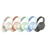 WYMECT Bezprzewodowe słuchawki RGB z mikrofonem – bezprzewodowy zestaw słuchawkowy Bluetooth 5.0 w kolorze niebieskim