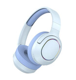 WYMECT Wireless RGB Headphones with Microphone - Bluetooth 5.0 Wireless Headset Blue