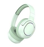 WYMECT Bezprzewodowe słuchawki RGB z mikrofonem – bezprzewodowy zestaw słuchawkowy Bluetooth 5.0, zielony