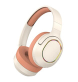 WYMECT Draadloze RGB Koptelefoon met Microfoon - Bluetooth 5.0 Wireless Headset Oranje