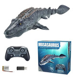 DZQ RC Mosasaurus avec télécommande - Jouet robot poisson contrôlable sans fil gris