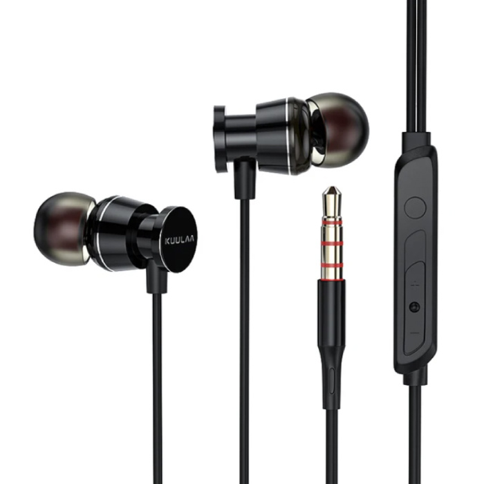 Oortjes met Microfoon en One Button Control - 3.5mm AUX Oordopjes Wired Earphones Oortelefoon Zwart