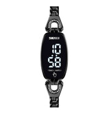 SKMEI Reloj de diamantes para mujer - Movimiento LED digital Pantalla táctil Impermeable Negro