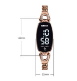 SKMEI Diamant Horloge voor Vrouwen - Digitaal LED Uurwerk Touch Screen Waterdicht Rose Gold