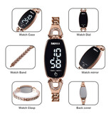 SKMEI Diamantuhr für Damen – Digitales LED-Uhrwerk, Touchscreen, wasserdicht, Gold