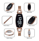 SKMEI Diamond Watch for Women - Digital LED Movement Touch Screen Waterproof Gold