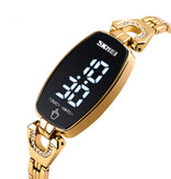 SKMEI Diamond Watch for Women - Digital LED Movement Touch Screen Waterproof Gold