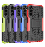 Wolfsay Samsung Galaxy A04S Hoesje met Kickstand - Shockproof Cover Case Zwart