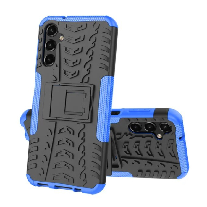 Samsung Galaxy A04 Hoesje met Kickstand - Shockproof Cover Case Blauw