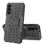 Wolfsay Samsung Galaxy A04 Hoesje met Kickstand - Shockproof Cover Case Zwart